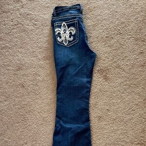 Sparkly Fluer De Lis Dark Blue Western Jeans